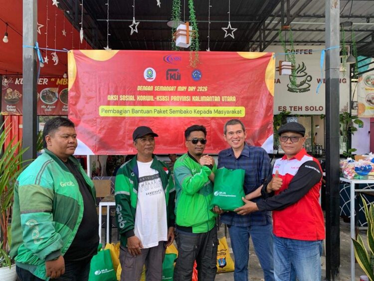 KSBSI Kaltara Bagikan Puluhan Paket Sembako di Momen May Day
